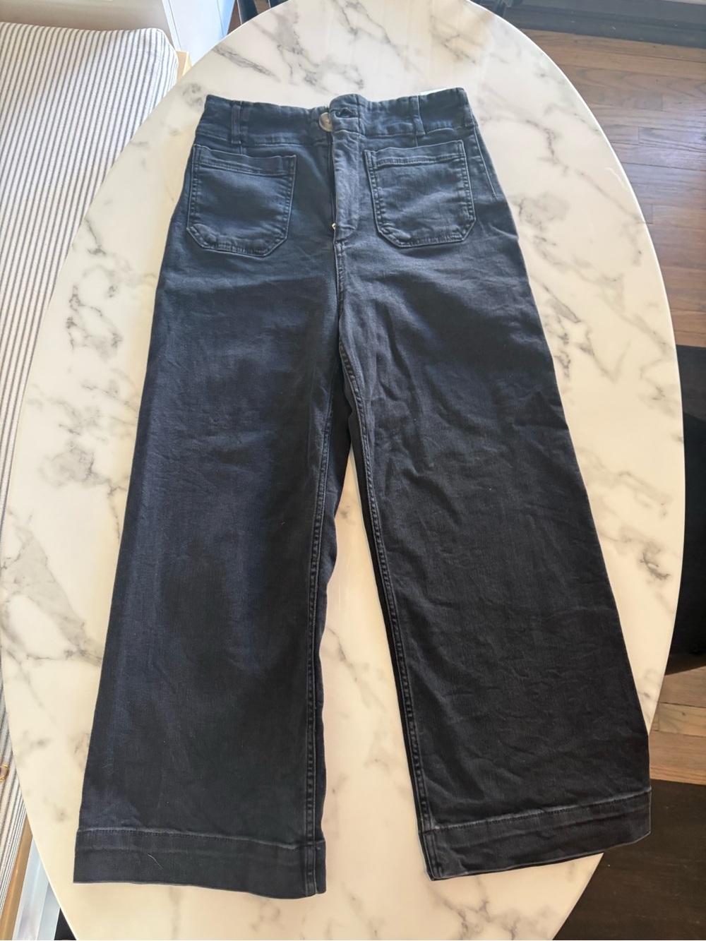 Maeve colette Wide-Leg ankle jeans in black
